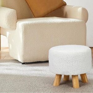 Round sherpa ottoman stool